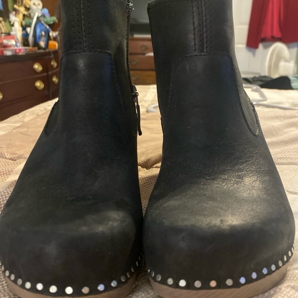 Black Ankle Boots with Studded Detail